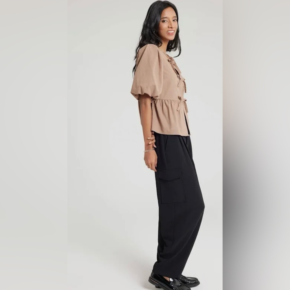 a new day Tan Blouse with Bow Details - Picture 6 of 9